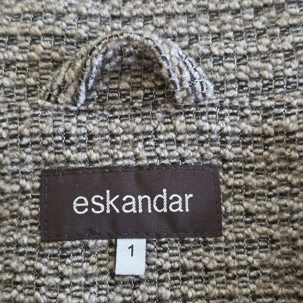 Eskandar Boxy Jacket - Size 1 / L - Brown Wool Blend - Silk Lined - Picture 3 of 15